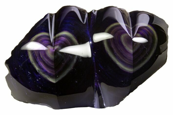 Polished Rainbow Obsidian Double Heart - Mexico #334964